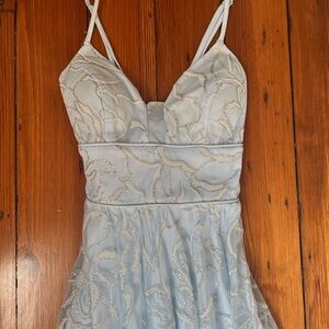 City Triangles Juniors formal dress in blue and silver. Size 3.